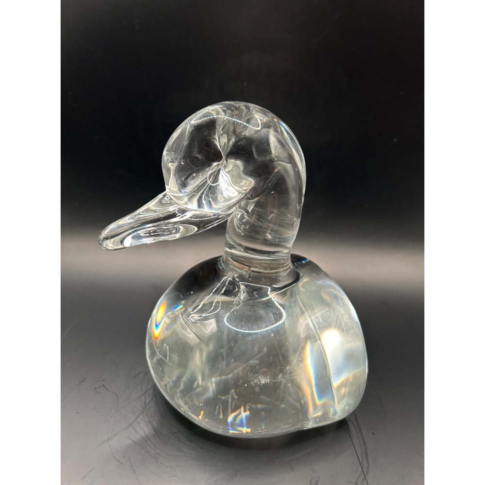 RARE Crystal duck bookend figurine high quality Dimpled Eyes 6.5 in tall - Picture 2 of 16